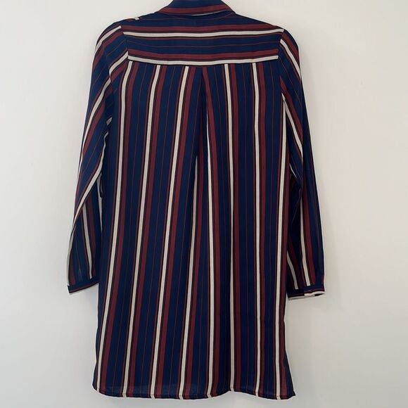 NWT Asos Glamorous Striped Button front shirt Dress small navy burgundy - Picture 5 of 10